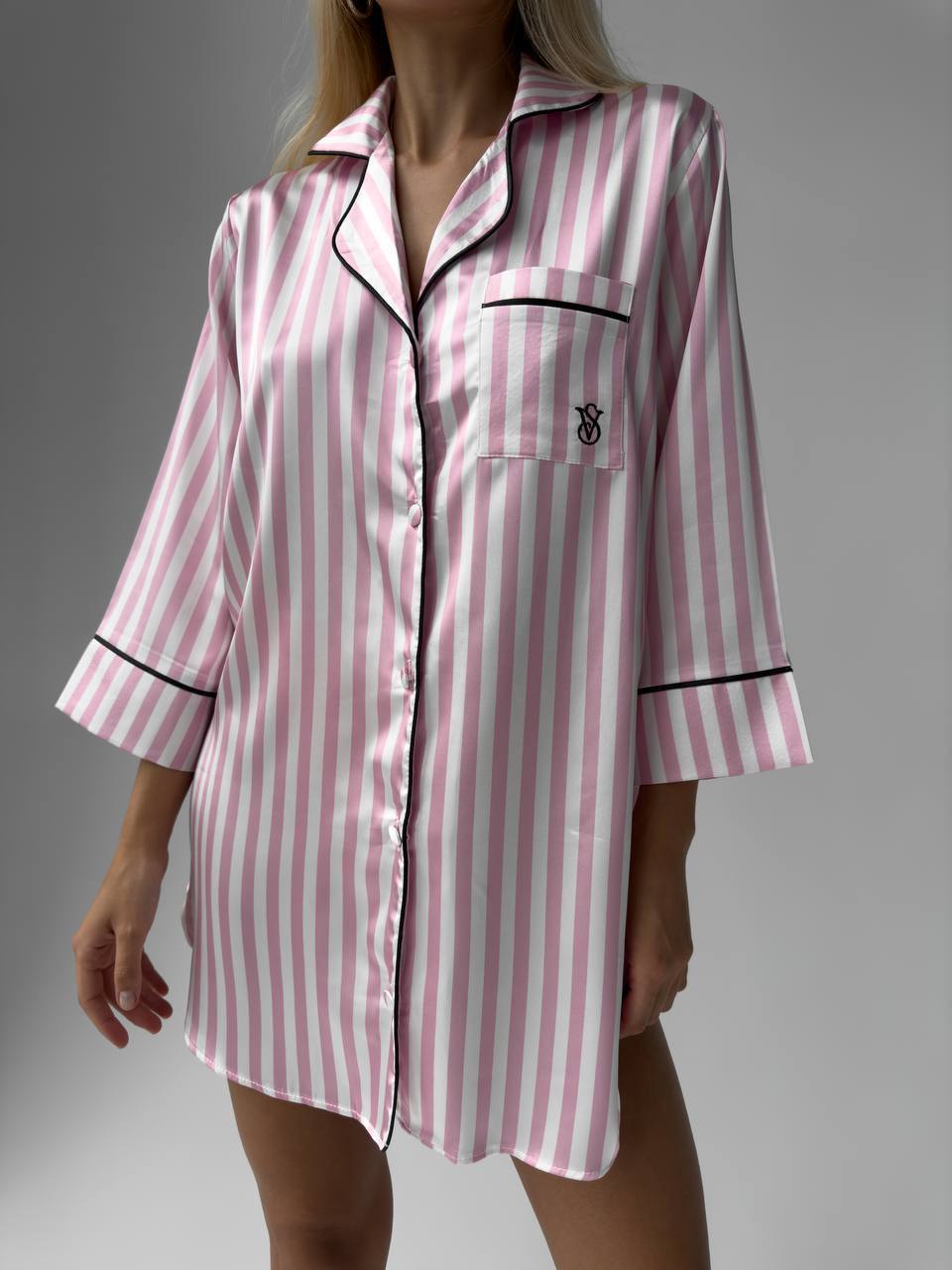 Çizgili Saten Pijama