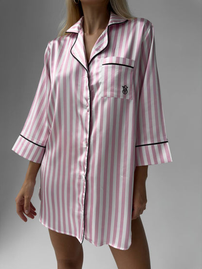 Çizgili Saten Pijama