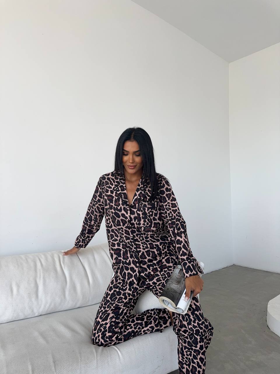 Leopar Desenli Pijama Takımı