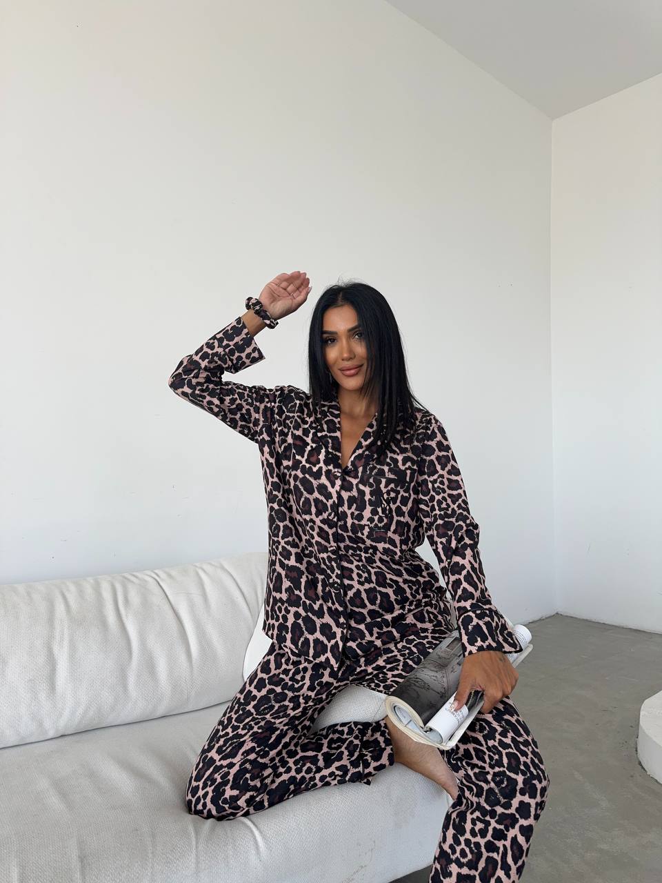 Leopar Desenli Pijama Takımı