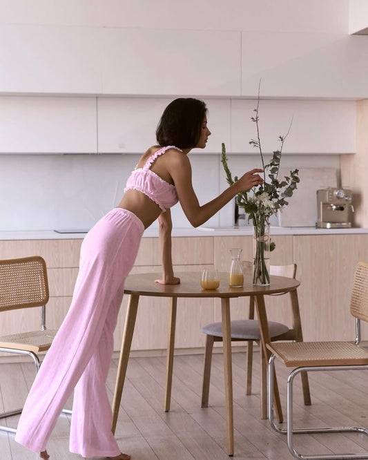 Özel Tasarım Pembe İkili %100 Pamuk Pijama Takımı | MODALUDO