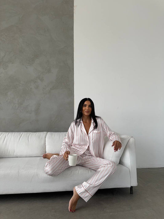 Pembe İpek Saten Pijama Takımı