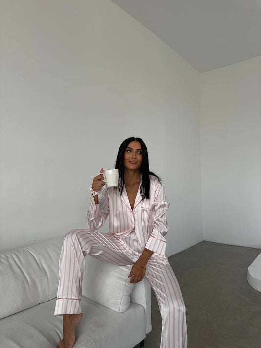 Pembe İpek Saten Pijama Takımı