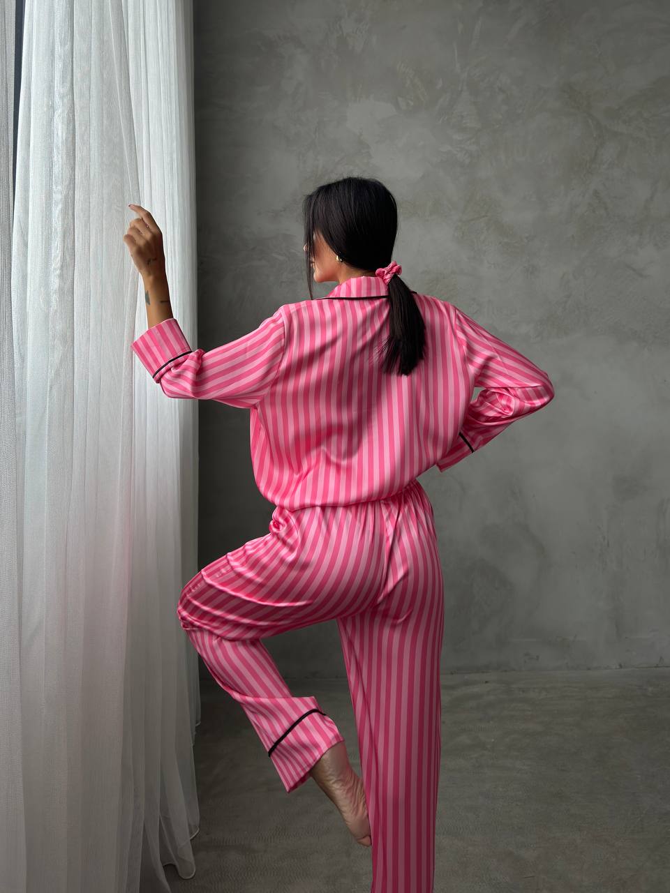 Pembe İpek Saten Pijama Takımı