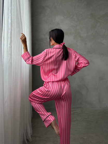 Pembe İpek Saten Pijama Takımı