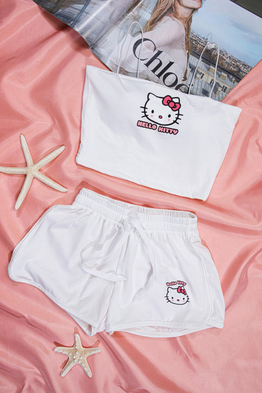 Hello Kitty Göğüs Kuplu Pijama Takımı %100 Pamuk 2