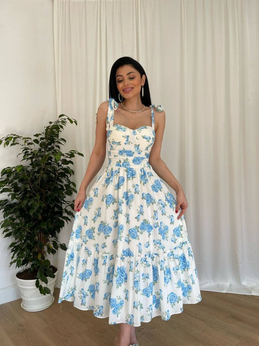 Chic Summer Elegance: Floral Sleeveless Midi Dress