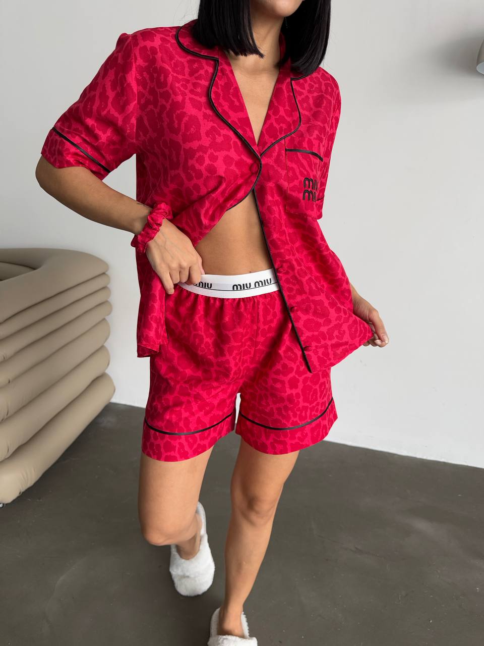 Kırmızı Şortlu Pijama Takımı - MiuMiu