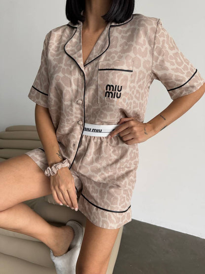 Bej Şortlu Pijama Takımı - MiuMiu