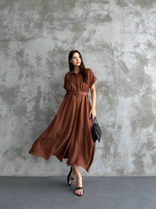 Elegant Maxi Dress with Elastic Waistband