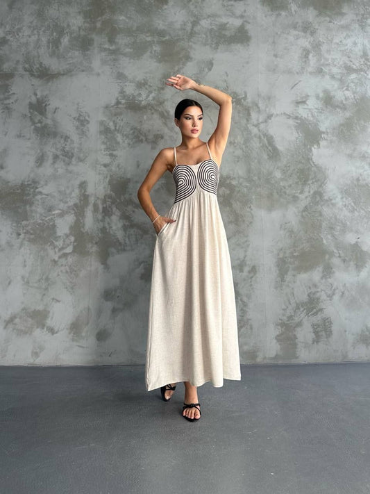 Elegant Spiral Bodice Maxi Dress - Perfect for Summer Evenings