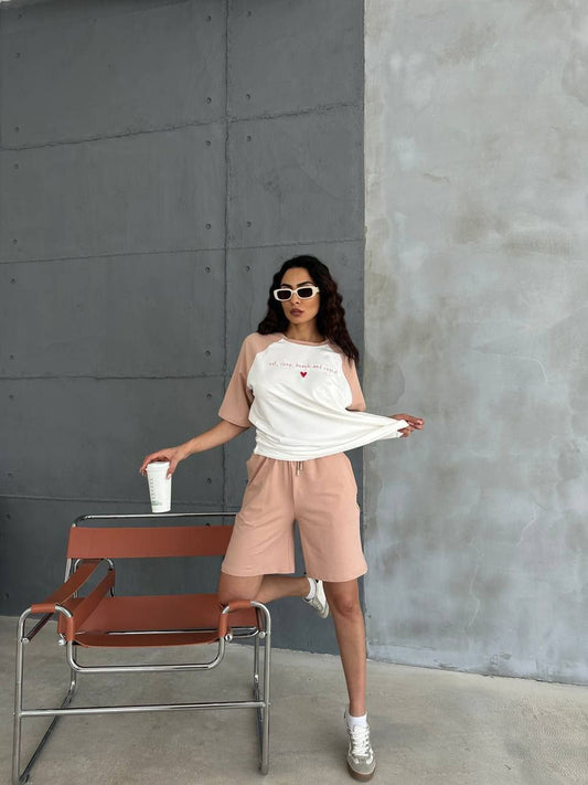 Casual Sporty Two-Piece T-Shirt & Shorts Set