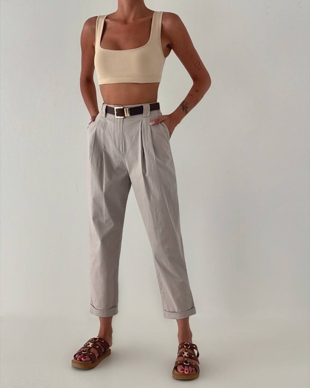 Chic High-Waisted Pleated Trousers