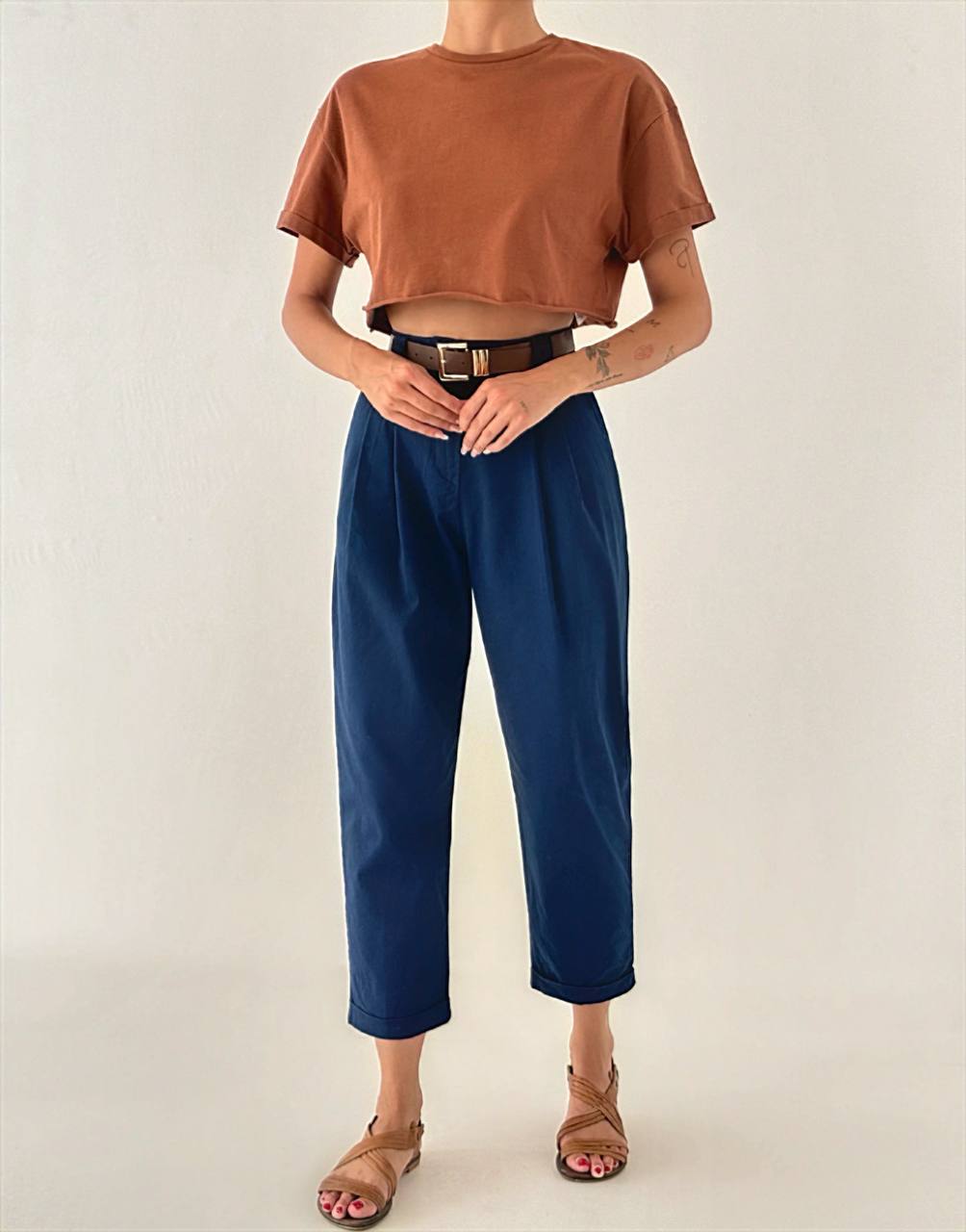 Chic High-Waisted Pleated Trousers