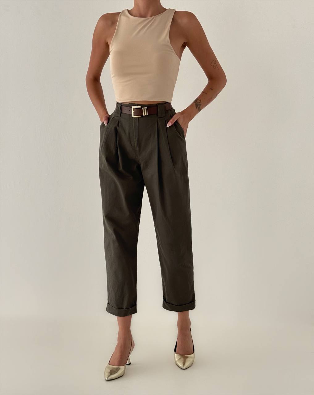 Chic High-Waisted Pleated Trousers