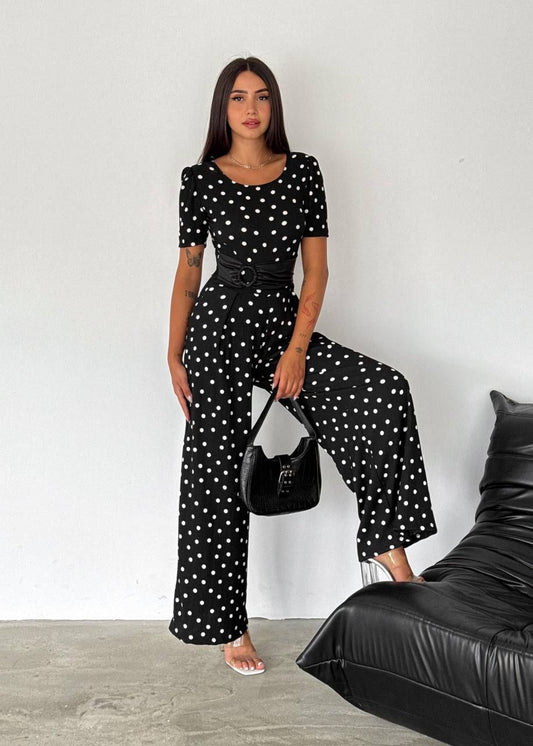 Chic Polka Dot Wide-Leg Jumpsuit