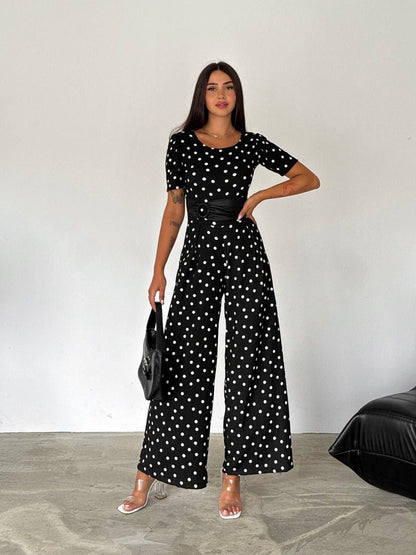 Chic Polka Dot Wide-Leg Jumpsuit