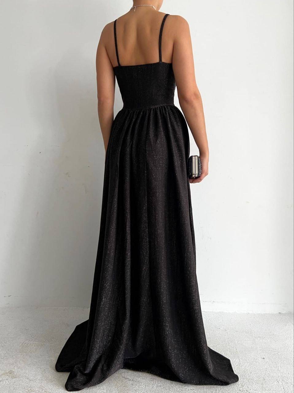 Elegant Shimmering Satin Evening Gown with High Slit