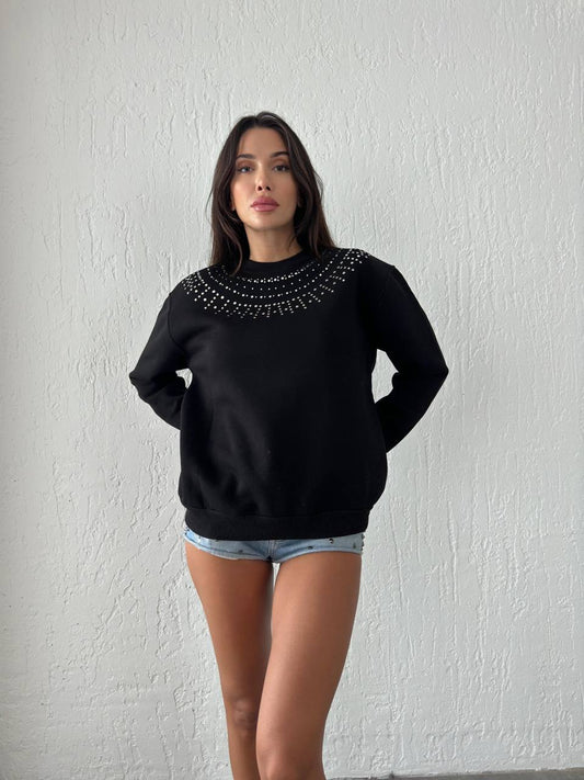 Elegant Knit Sweater with Detailed Neckline