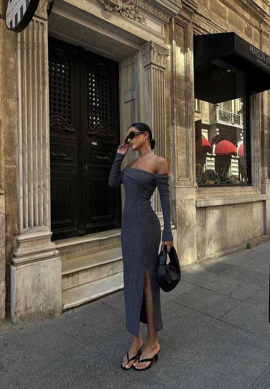 Elegant Off-Shoulder Bodycon Midi Dress