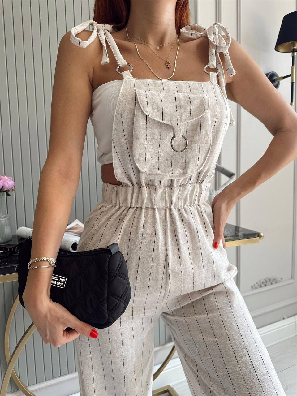 Chic Striped Tie-Strap Jumpsuit