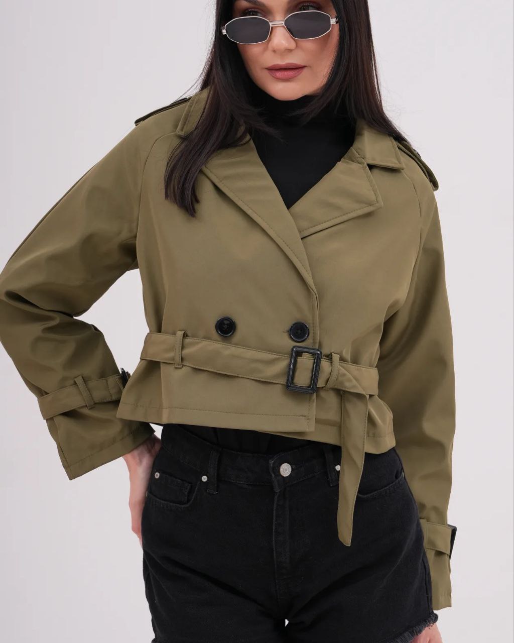 Chic Cropped Belted-Look Jacket