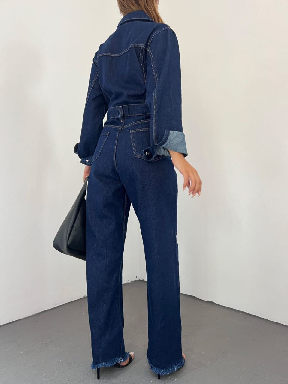 Chic Long-Sleeve Denim Jumpsuit