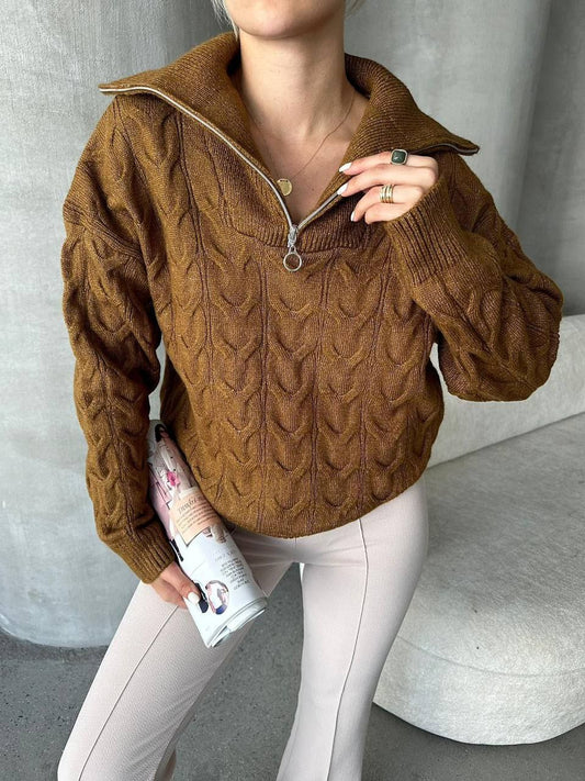 Cozy Cable Knit Half-Zip Sweater