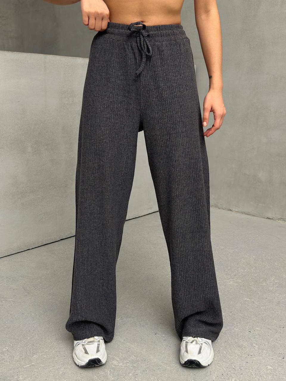 High-Waisted Textured Trousers