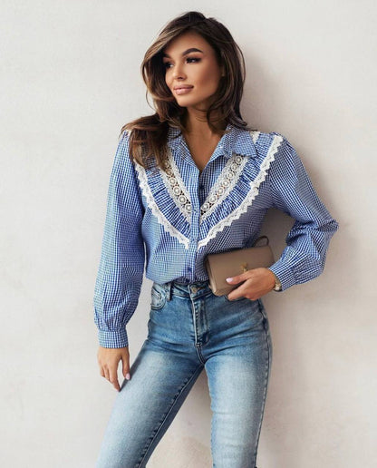 Embroidered Striped Casual Chic Shirt