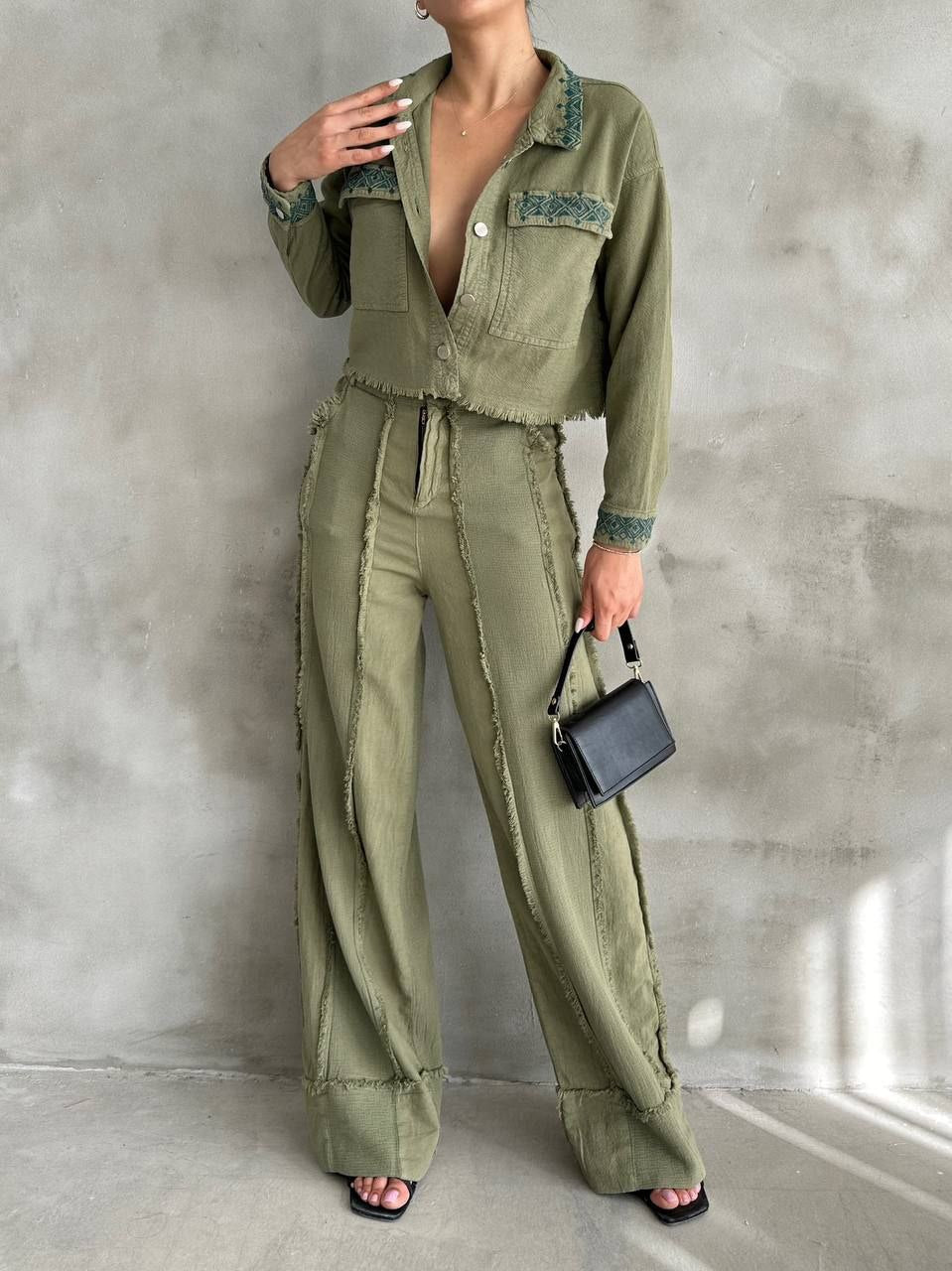 Flared Suit with Contrast Detailing