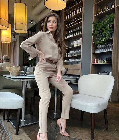 Elegant Button-Up Jumpsuit with Waist Belt