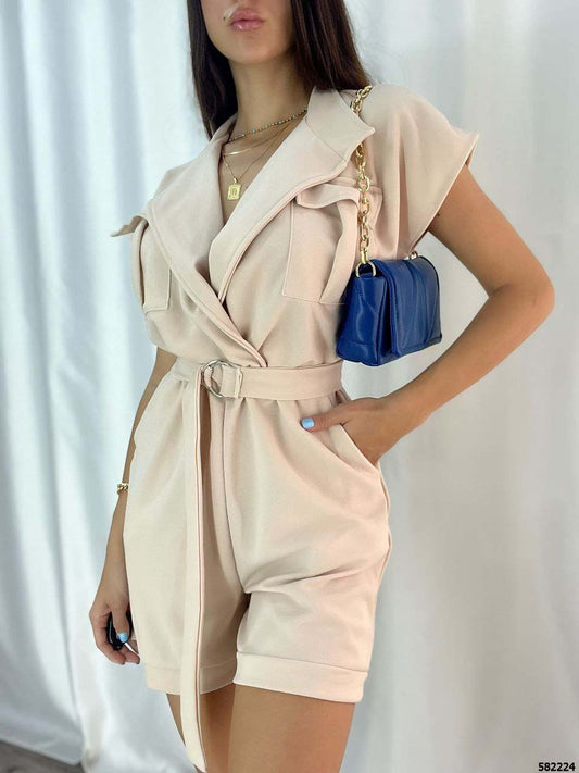 Elegant Wrap-Style Belted Jumpsuit