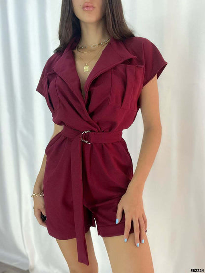 Elegant Wrap-Style Belted Jumpsuit