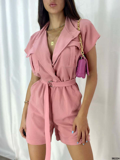 Elegant Wrap-Style Belted Jumpsuit