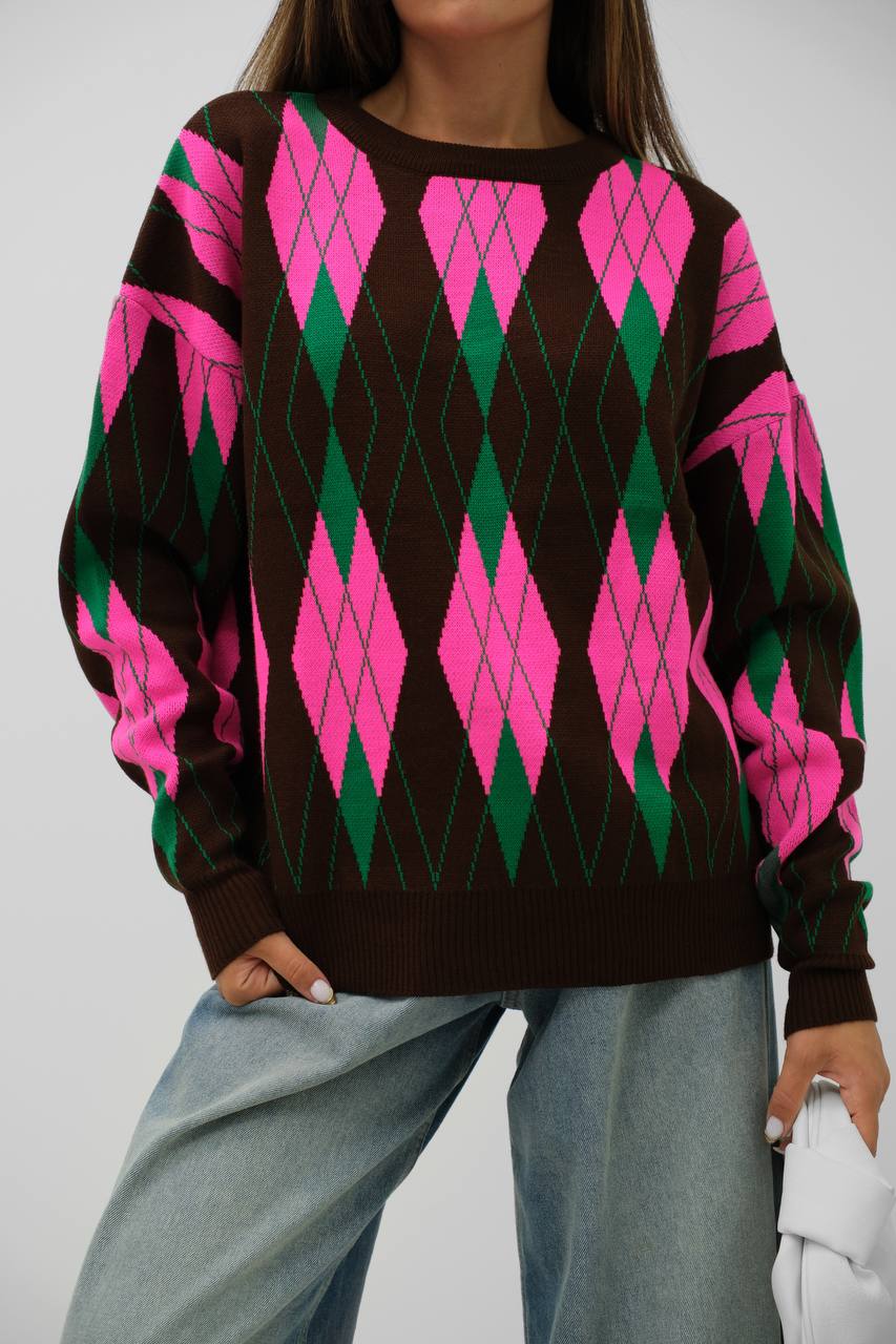 Bold Striped Diagonal Pattern Sweater