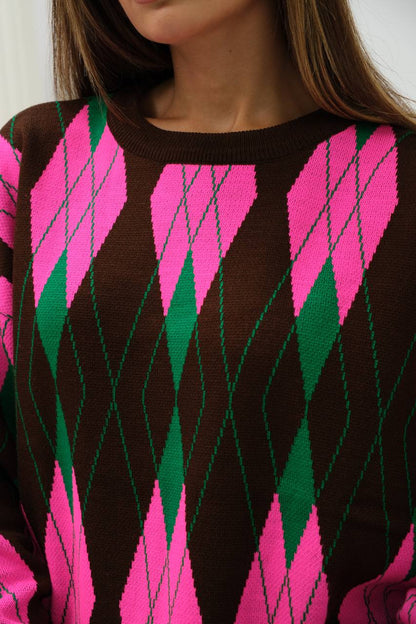 Bold Striped Diagonal Pattern Sweater