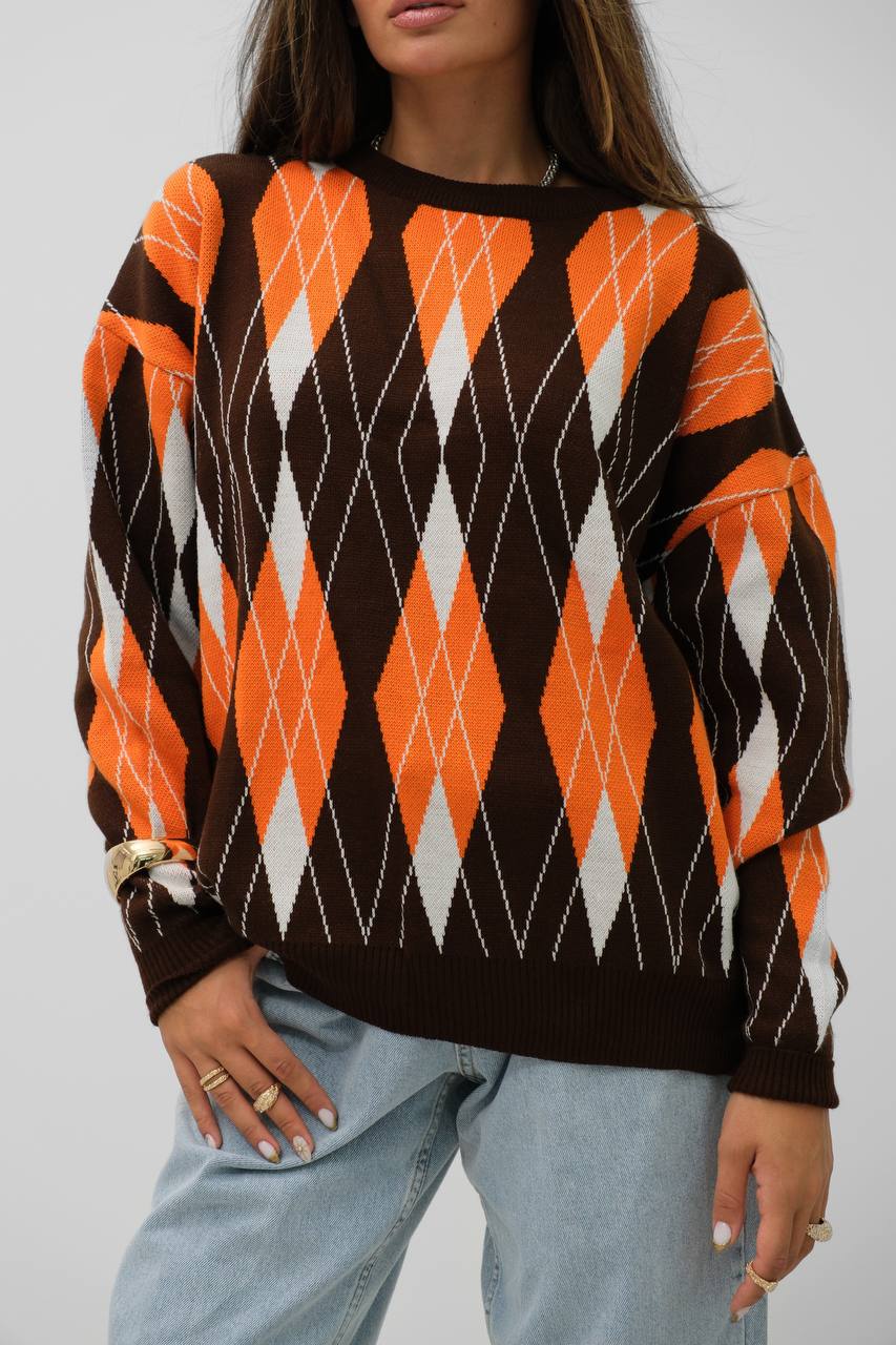 Bold Striped Diagonal Pattern Sweater