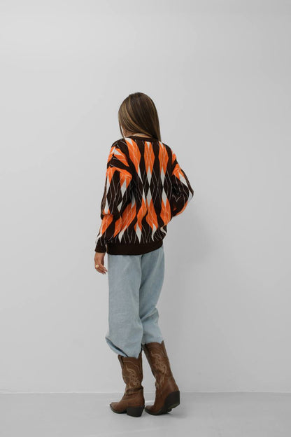 Bold Striped Diagonal Pattern Sweater