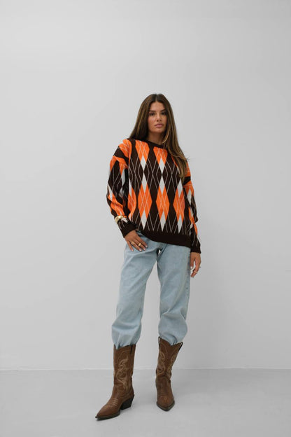 Bold Striped Diagonal Pattern Sweater