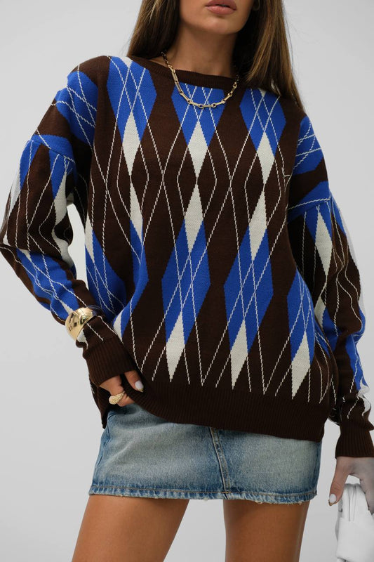 Bold Striped Diagonal Pattern Sweater