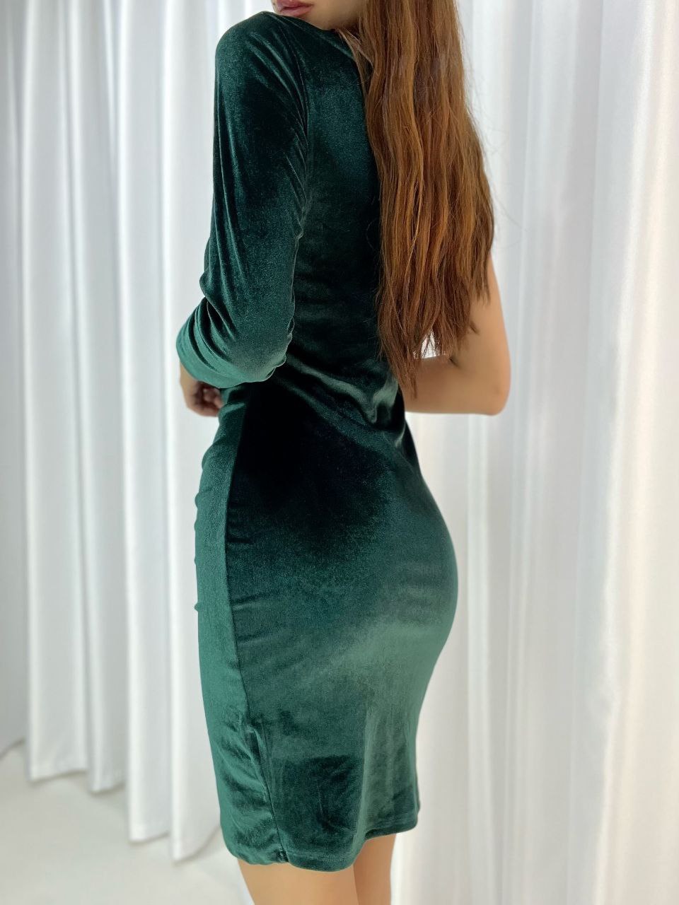 Asymmetrical Velvet Bodycon Dress