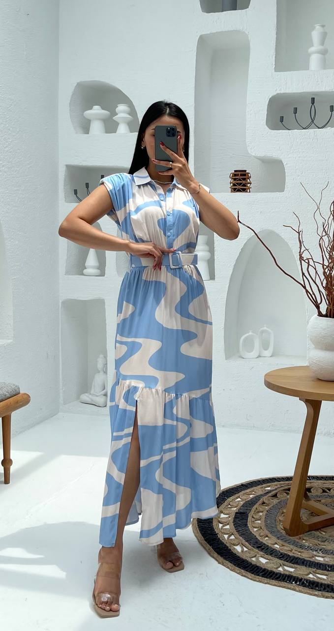 Elegant Abstract Patterned Midi Dress