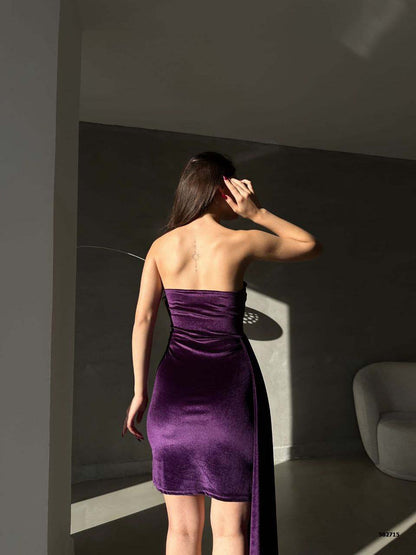 Elegant Strapless Draped Evening Gown