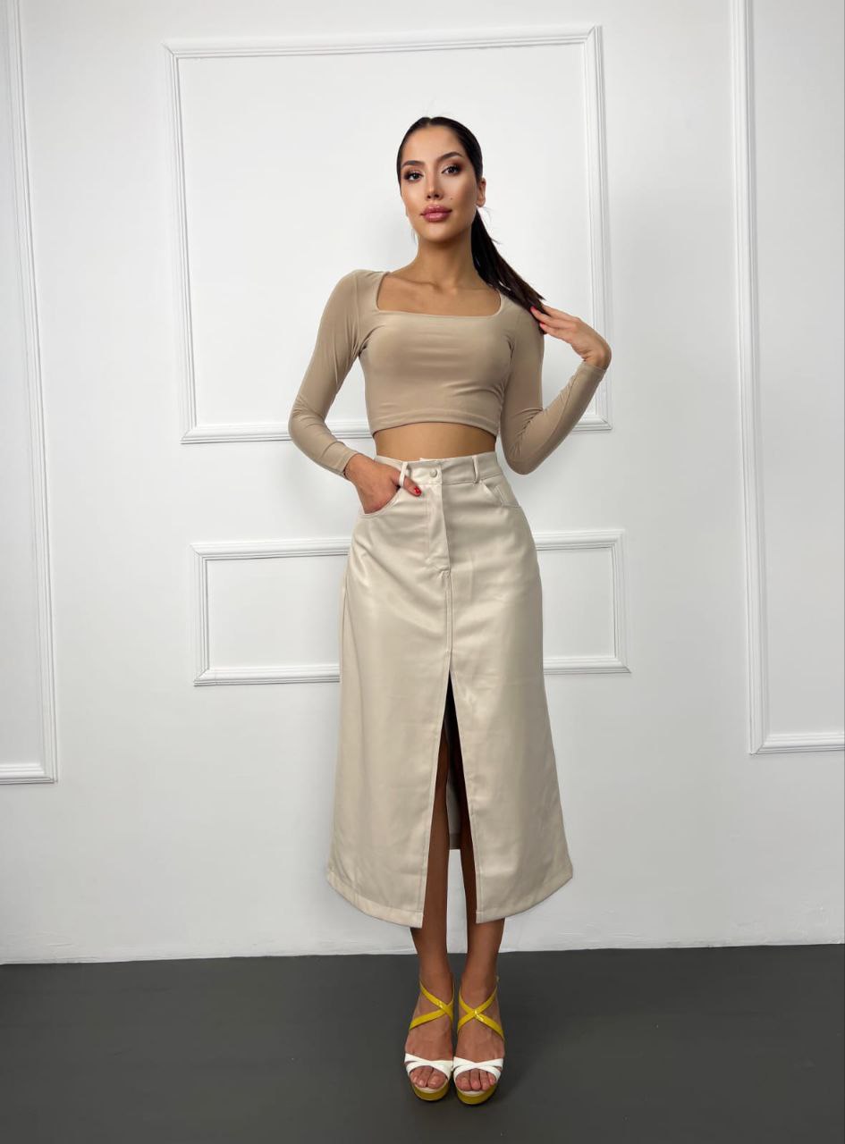 Chic Leather High-Waist Skirt