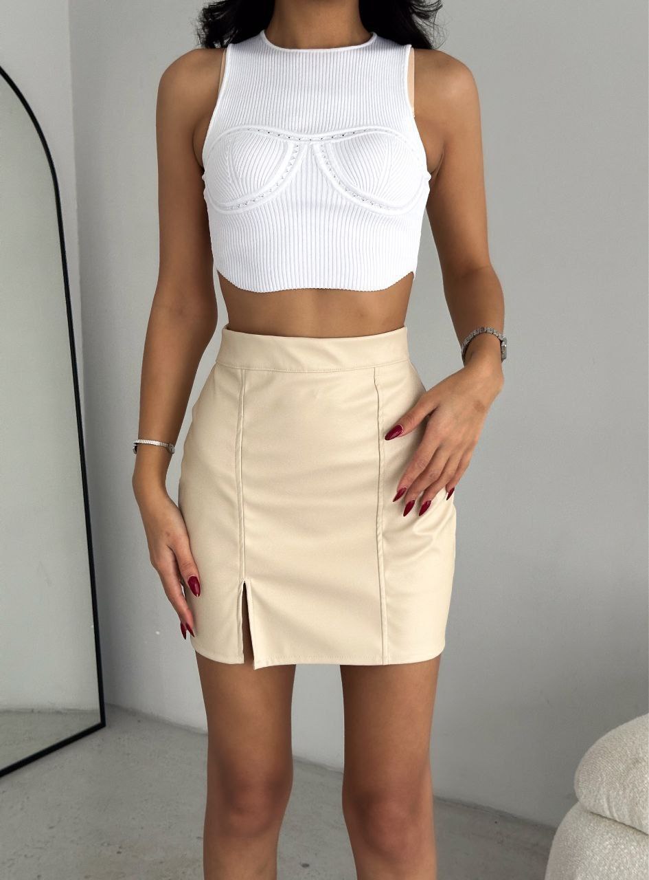 Chic High-Waisted Pencil Skirt with Front Slit