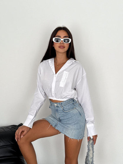 Chic Cropped Button-Up Shirt