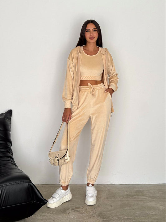 Chic Lounge Set - Casual Zip-Up Jacket & Joggers