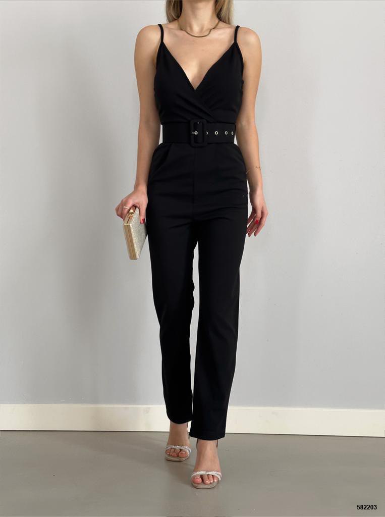 Sage Wrap-Style Belted Jumpsuit