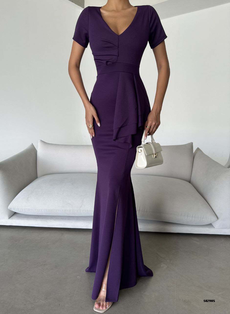 Evening Gown with Peplum Detail